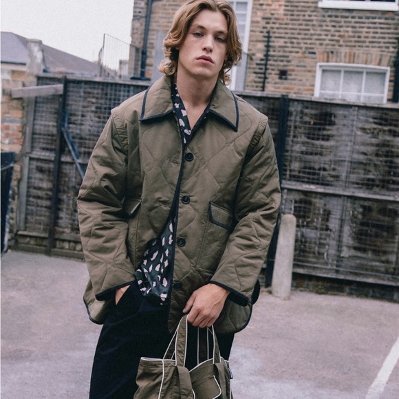 Olive Quilted Jacket - Picture 3 of 4